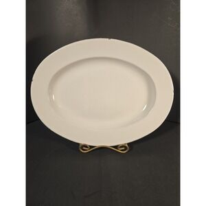 Vintage Bumper Harvest Enamelware 14 Inch Oval‎ Platter White